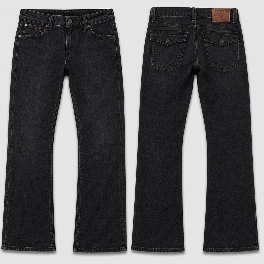 True Religion JEANS MENS 34 Ricky RELAXED STRAIGHT Big Flap SN  Black/BLACK